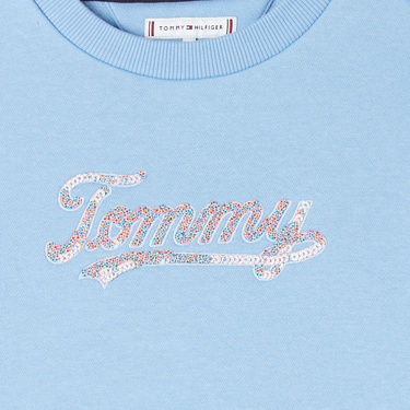  Tommy Hilfiger Script Sequin Çocuk Mavi Sweatshirt