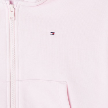  Tommy Hilfiger Puff Print Çocuk Fermuarlı Pembe Hoodie