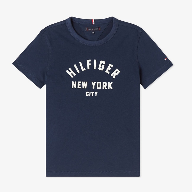  Tommy Hilfiger Curved Graphic Çocuk Lacivert T-Shirt
