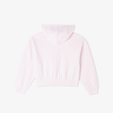  Tommy Hilfiger Puff Print Çocuk Fermuarlı Pembe Hoodie