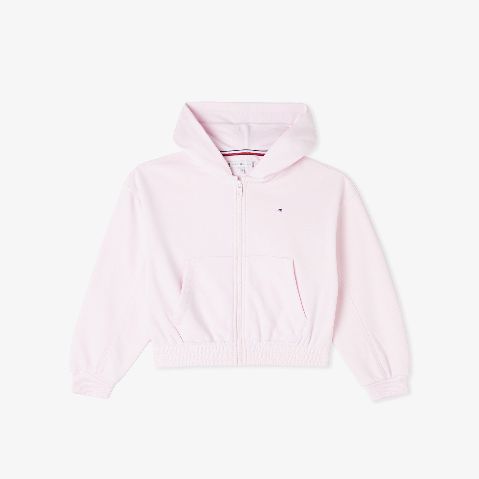 Tommy Hilfiger Puff Print Çocuk Fermuarlı Pembe Hoodie