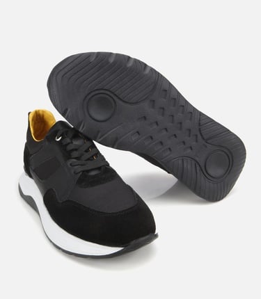  Erkek Süet Deri Siyah Hafif Tabanlı Spor Ayakkabı