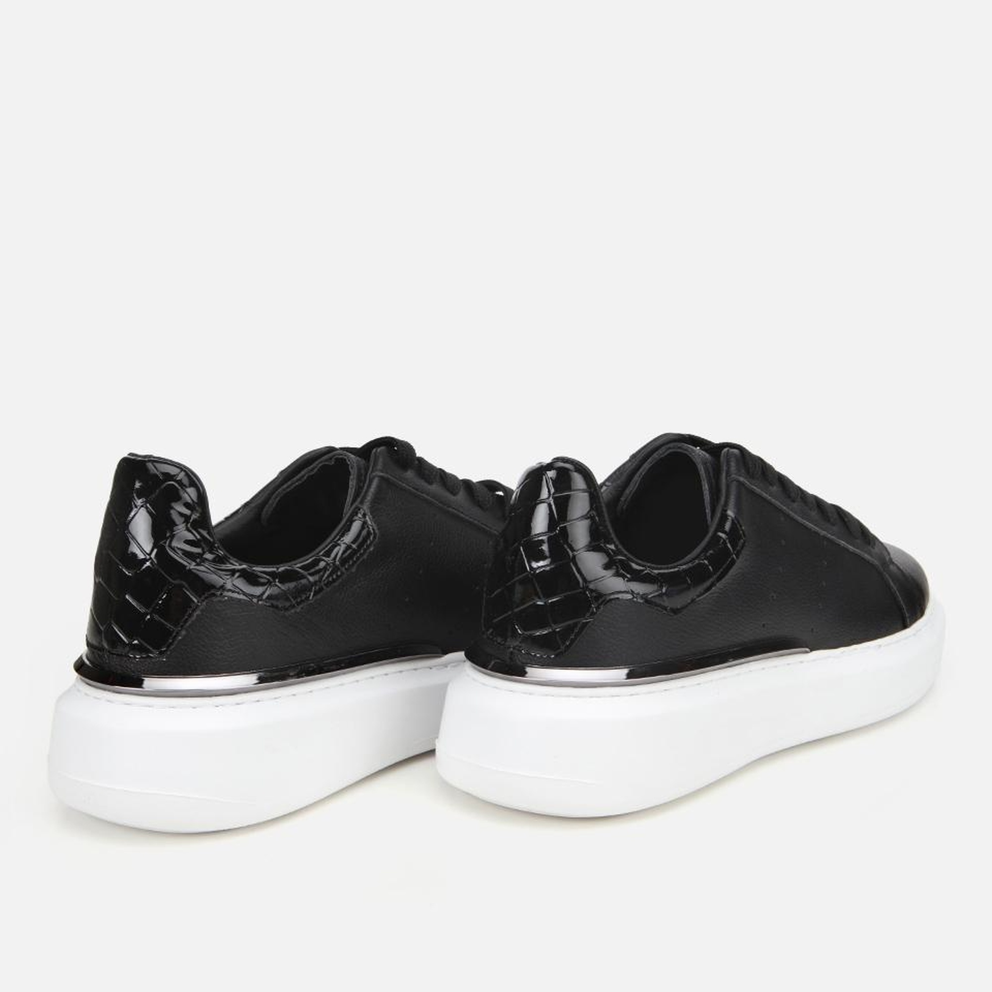 Erkek Deri Siyah Hafif Tabanlı Spor Ayakkabı