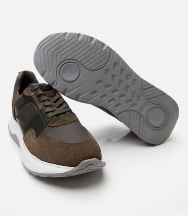  Erkek Süet Deri Haki Hafif Tabanlı Spor Ayakkabı