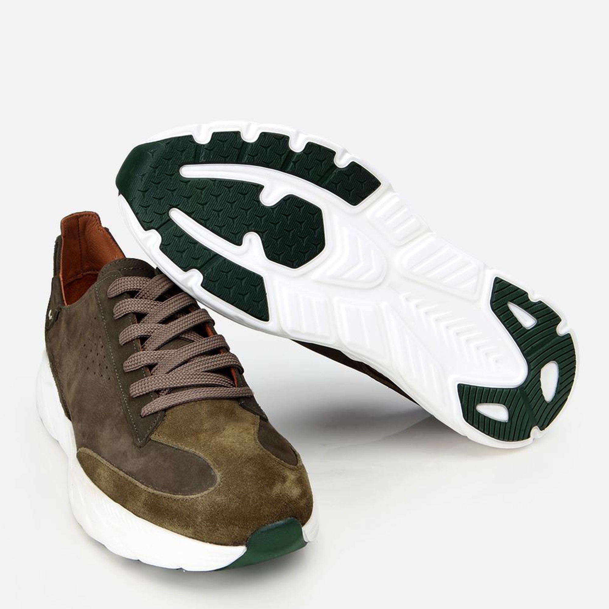 Erkek Nubuk Deri Haki Ultra Hafif Tabanlı Spor Ayakkabı