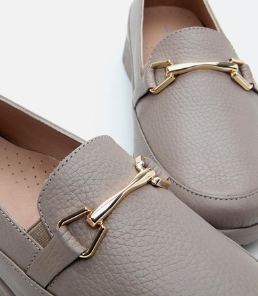  Kadın Deri Vizon Tokalı Loafer