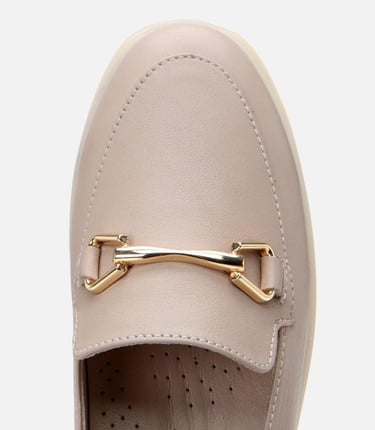  Kadın Deri Vizon Tokalı Günlük Loafer