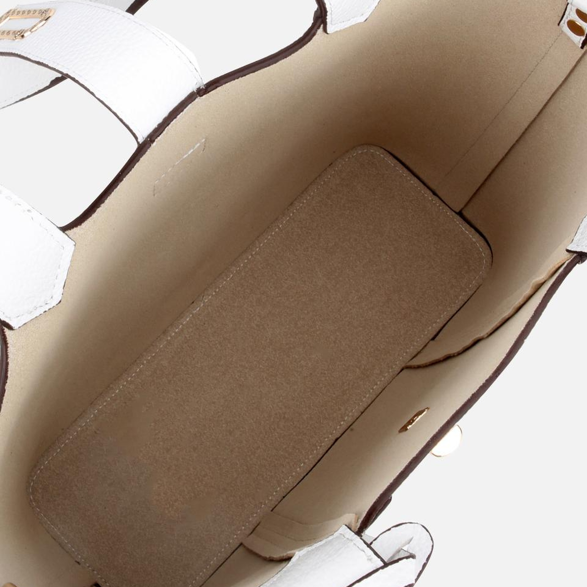 Kadın Deri Beyaz Kilit Detaylı Tote Çanta