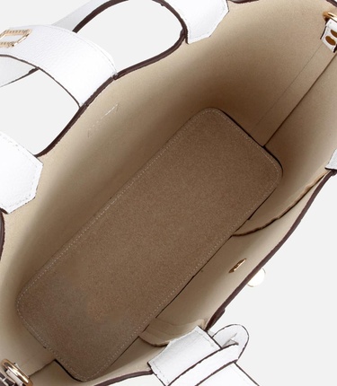  Kadın Deri Beyaz Kilit Detaylı Tote Çanta