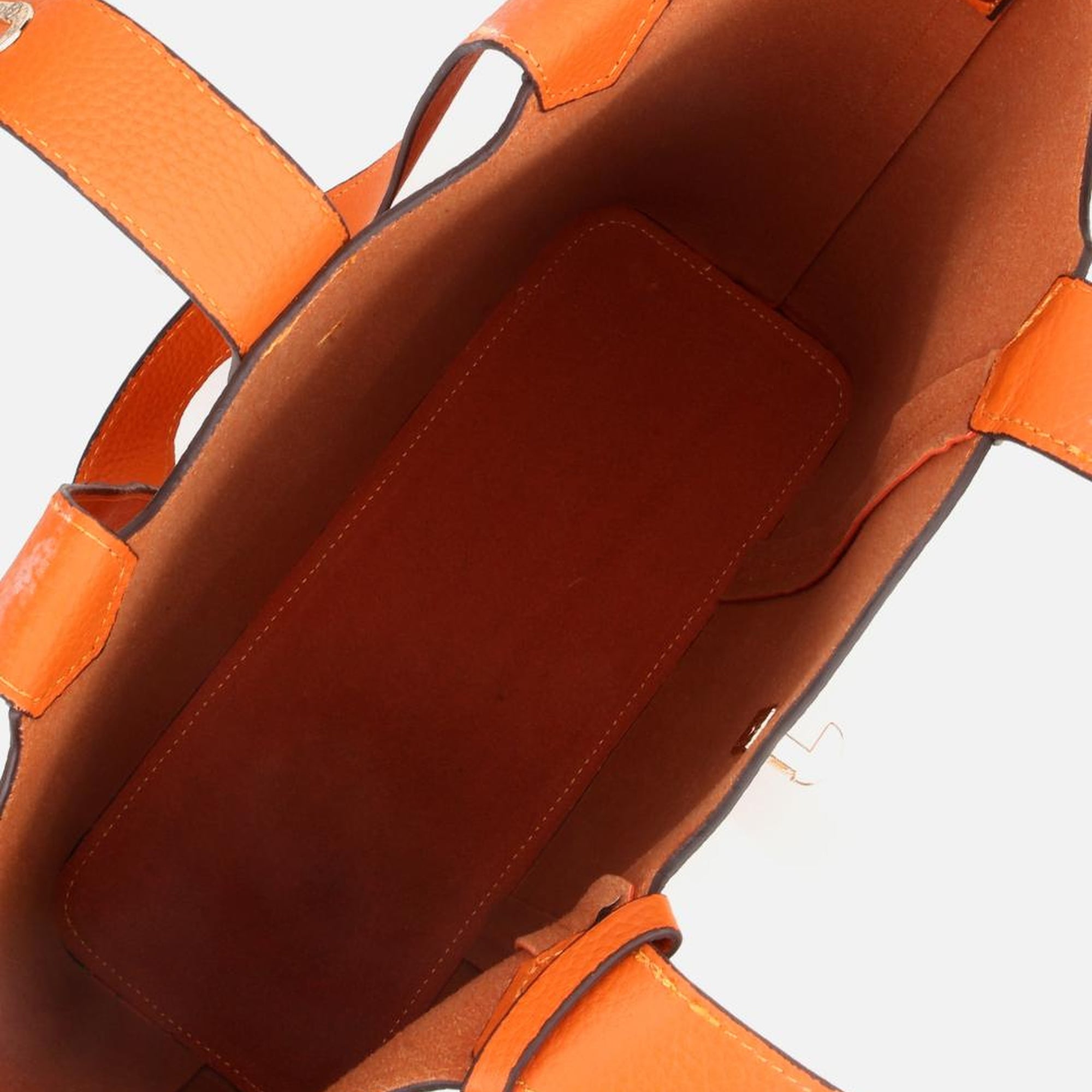 Kadın Deri Turuncu Kilit Detaylı Tote Çanta