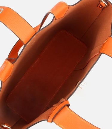  Kadın Deri Turuncu Kilit Detaylı Tote Çanta