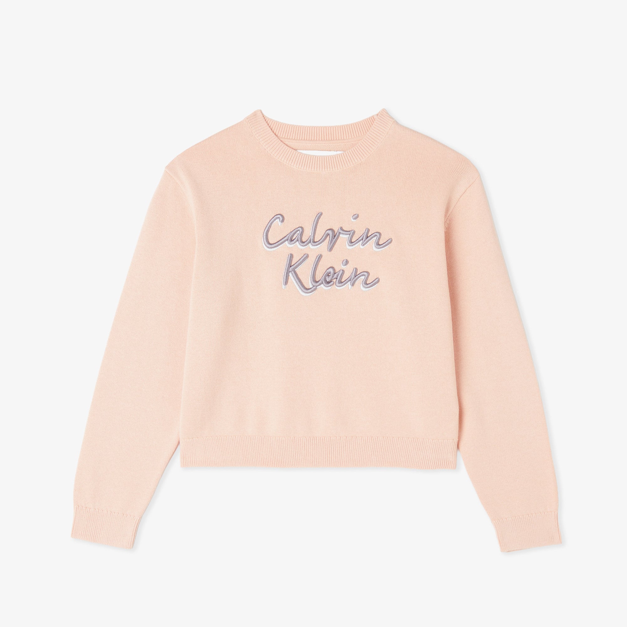  Calvin Klein Logo Metallic Intersia Çocuk Pembe Triko