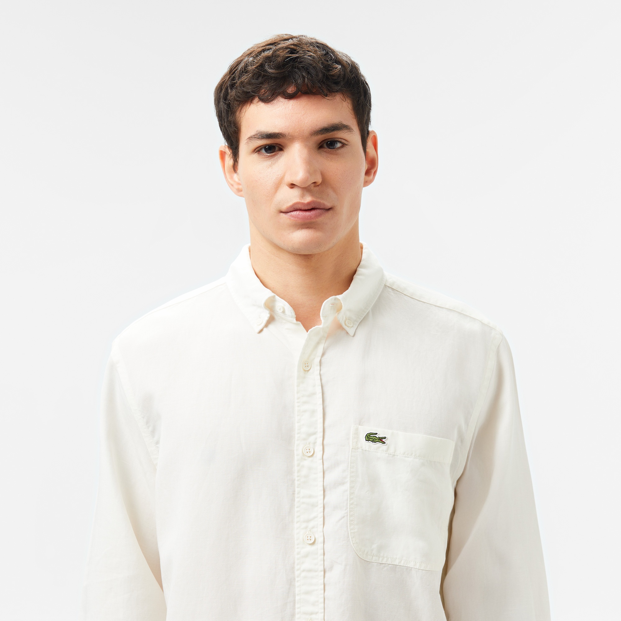 Lacoste Erkek Regular Fit Düğmeli Yaka Beyaz Gömlek