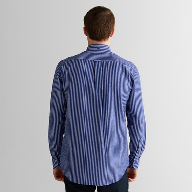  GANT Erkek Lacivert Düğmeli Yaka Çizgili Gömlek