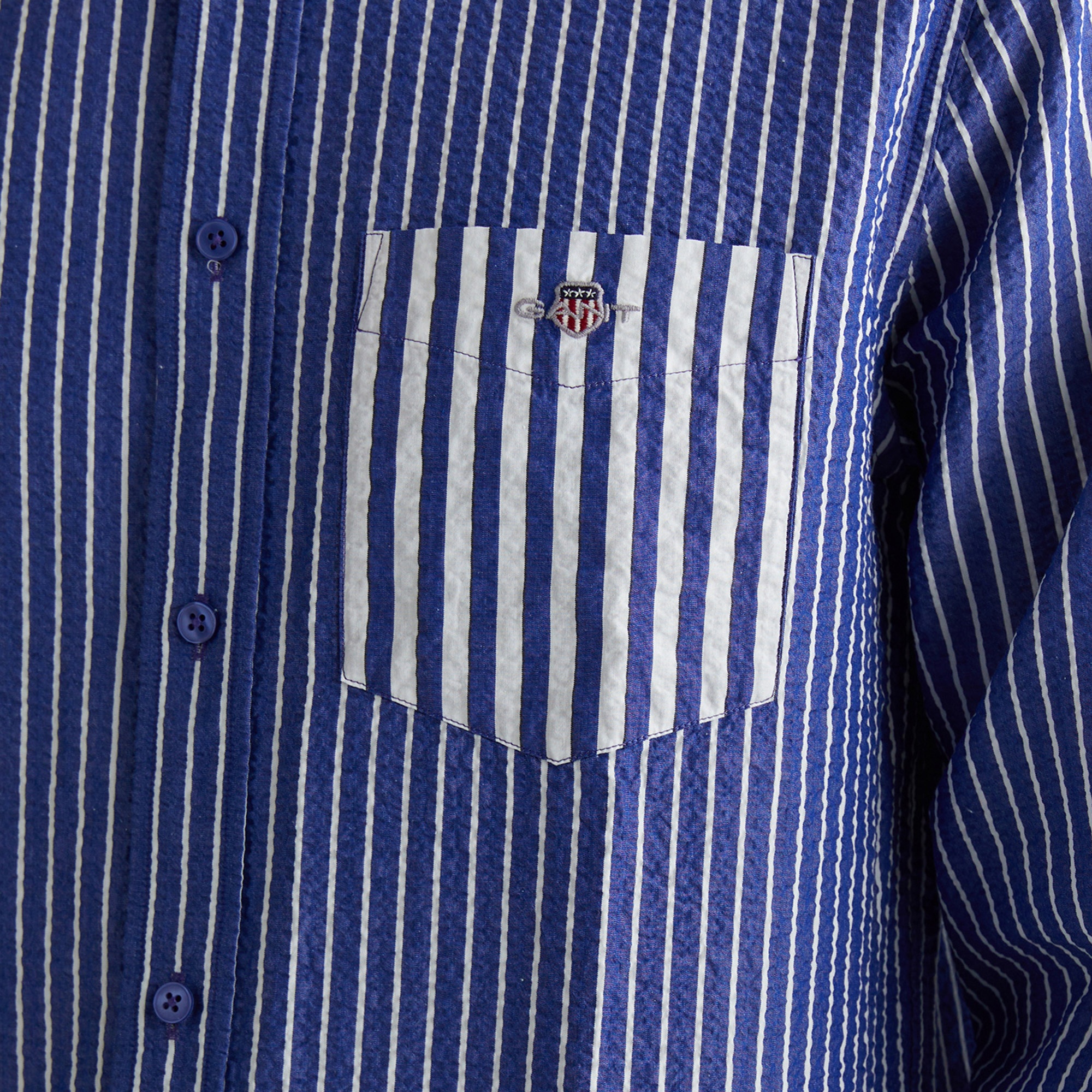 GANT Erkek Lacivert Düğmeli Yaka Çizgili Gömlek