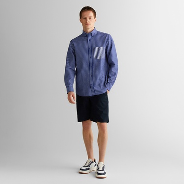  GANT Erkek Lacivert Düğmeli Yaka Çizgili Gömlek