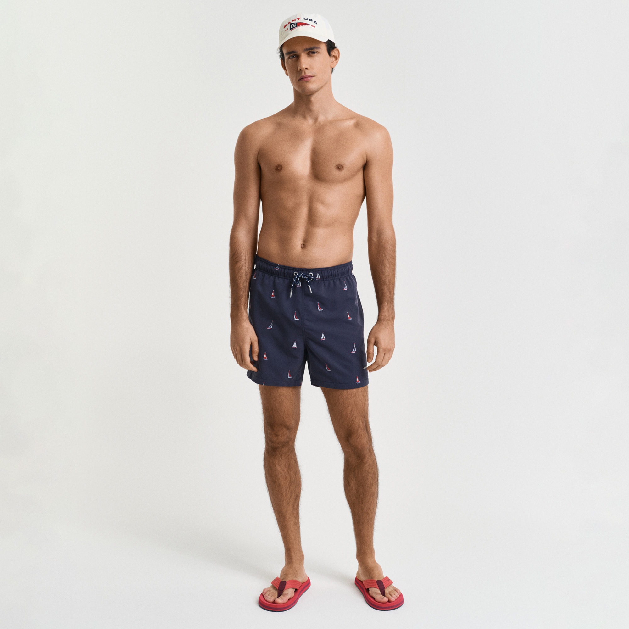 GANT Erkek Lacivert Regular Fit Desenli Mayo Şort