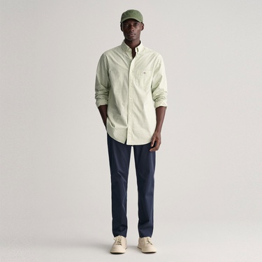  GANT Erkek Yeşil Regular Fit Düğmeli Yaka Kareli Gömlek