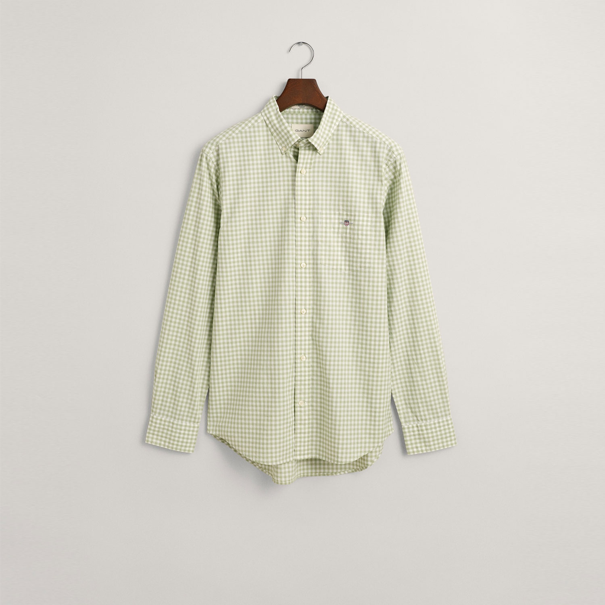 GANT Erkek Yeşil Regular Fit Düğmeli Yaka Kareli Gömlek