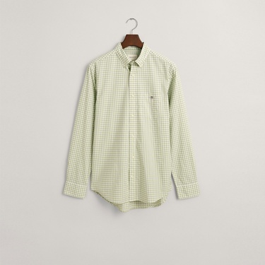  GANT Erkek Yeşil Regular Fit Düğmeli Yaka Kareli Gömlek