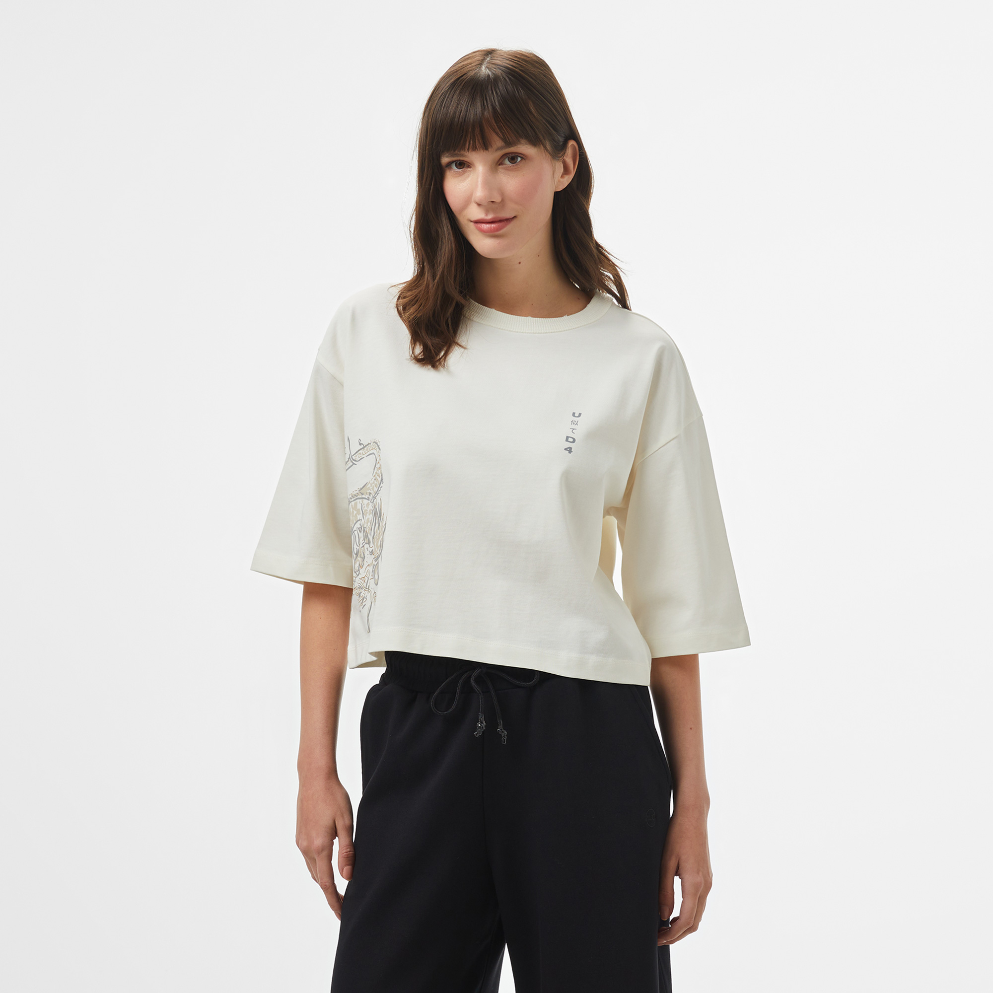  UNITED4 Kadın Krem T-Shirt