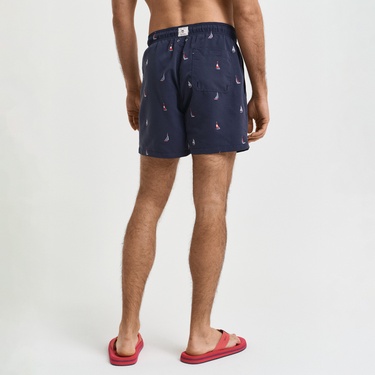  GANT Erkek Lacivert Regular Fit Desenli Mayo Şort
