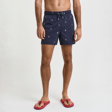  GANT Erkek Lacivert Regular Fit Desenli Mayo Şort
