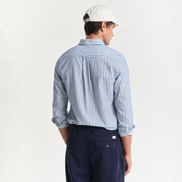  GANT Erkek Lacivert Regular Fit Düğmeli Yaka Çizgili Gömlek