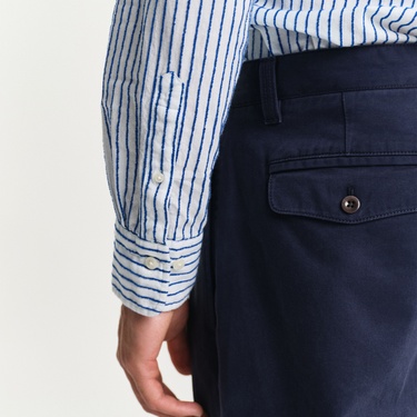  GANT Erkek Lacivert Regular Fit Düğmeli Yaka Çizgili Gömlek