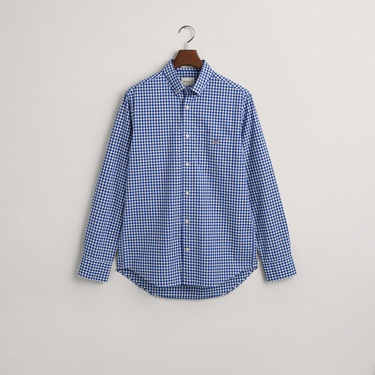  GANT Erkek Mavi Regular Fit Düğmeli Yaka Kareli Gömlek