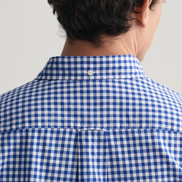  GANT Erkek Mavi Regular Fit Düğmeli Yaka Kareli Gömlek