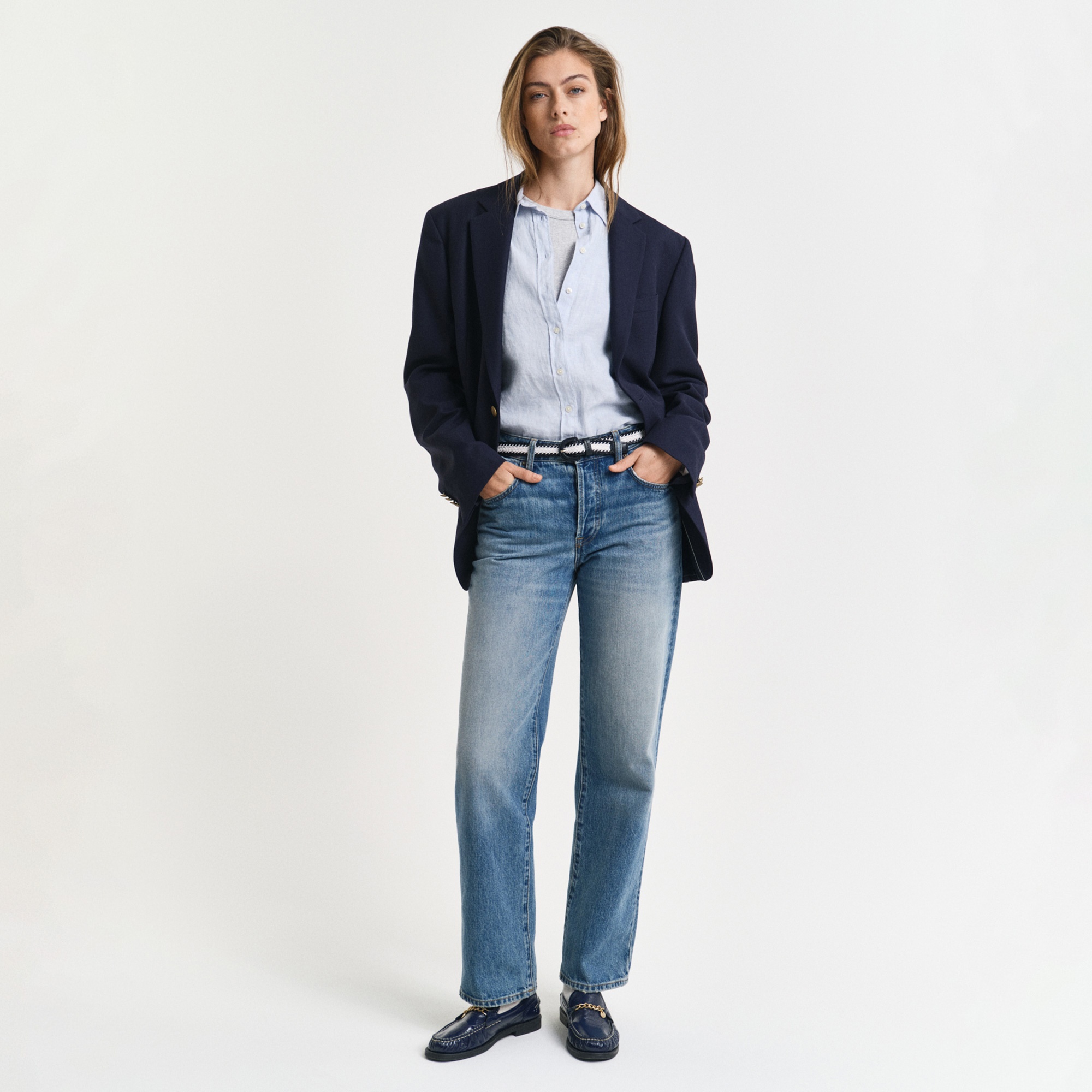 GANT Kadın Mavi Regular Fit Klasik Yaka Gömlek