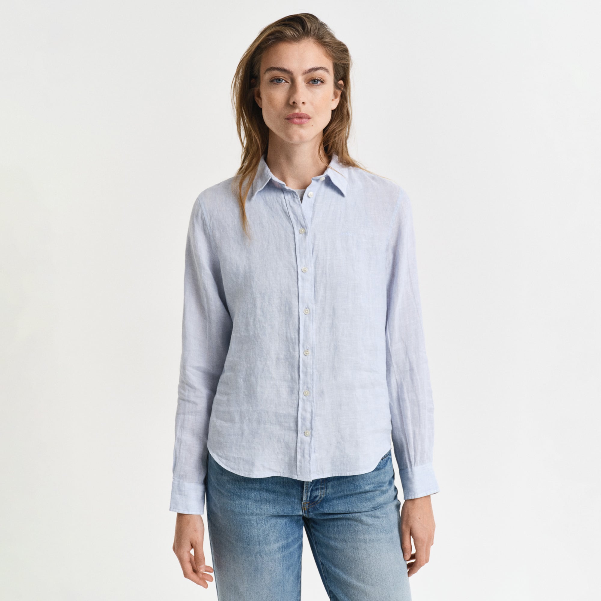  GANT Kadın Mavi Regular Fit Klasik Yaka Gömlek