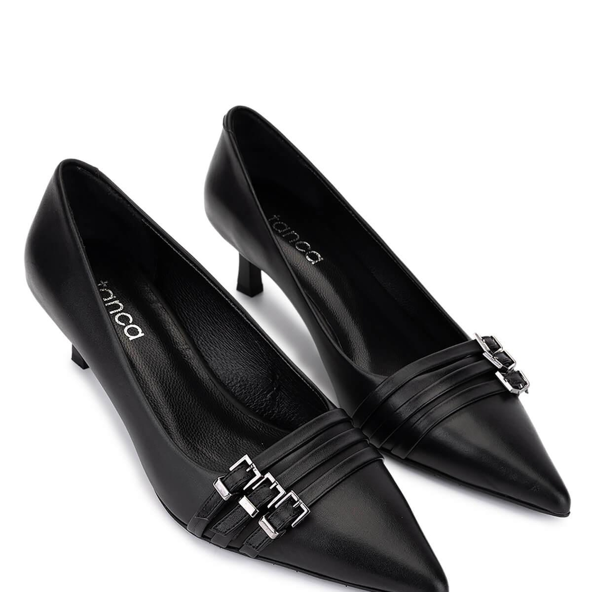 Tamer Tanca Kadın Hakiki Deri Siyah Deri Topuklu Ayakkabı