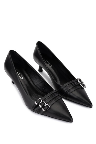  Tamer Tanca Kadın Hakiki Deri Siyah Deri Topuklu Ayakkabı