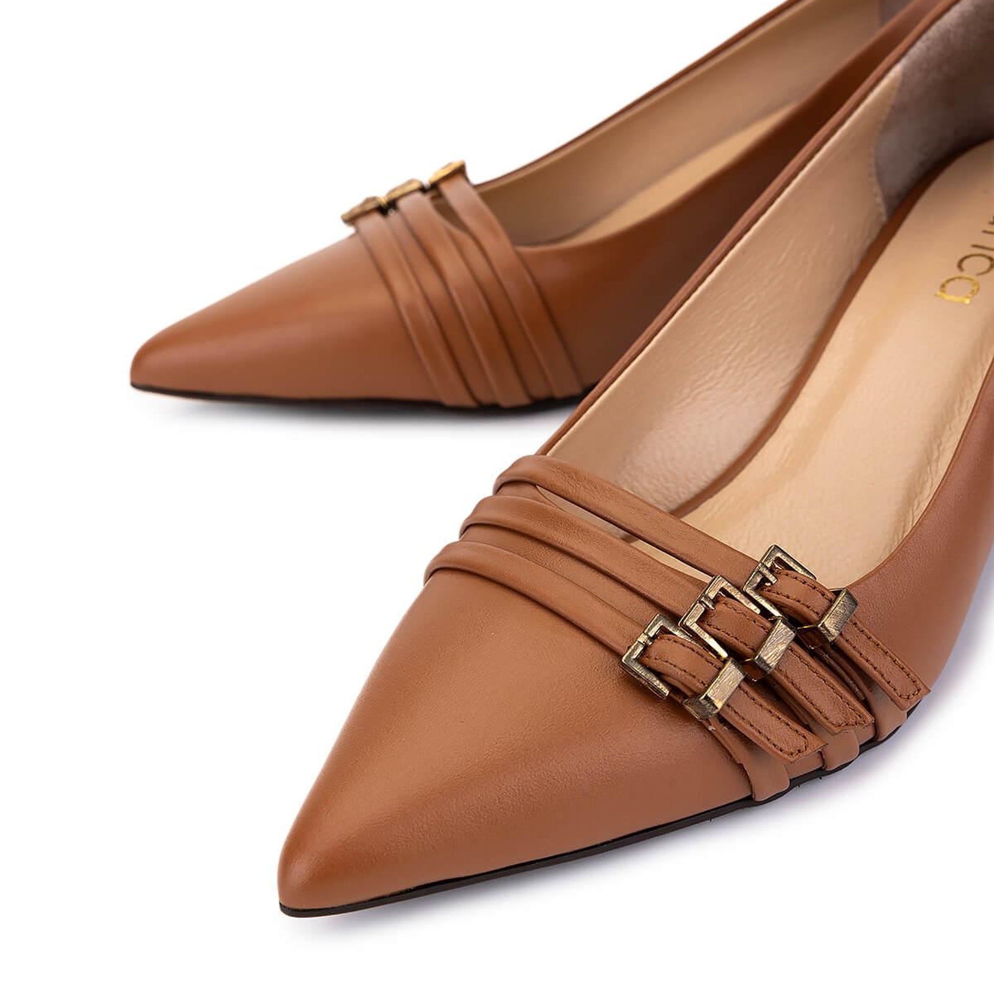 Tamer Tanca Kadın Hakiki Deri Taba Deri Topuklu Ayakkabı