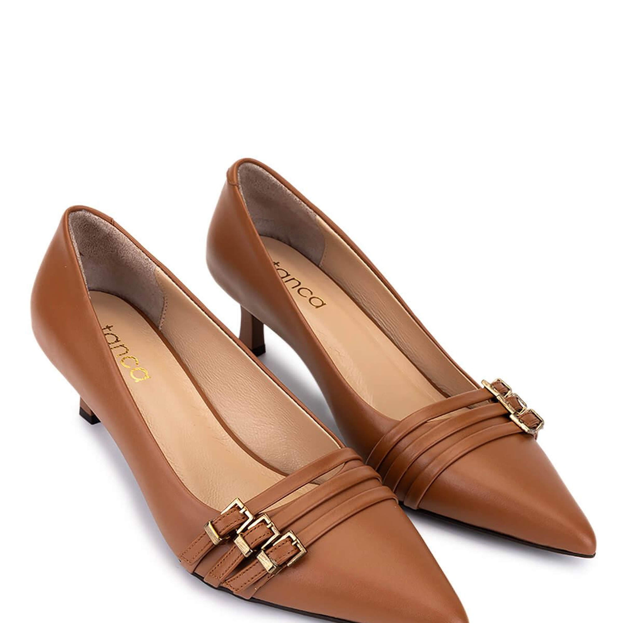 Tamer Tanca Kadın Hakiki Deri Taba Deri Topuklu Ayakkabı