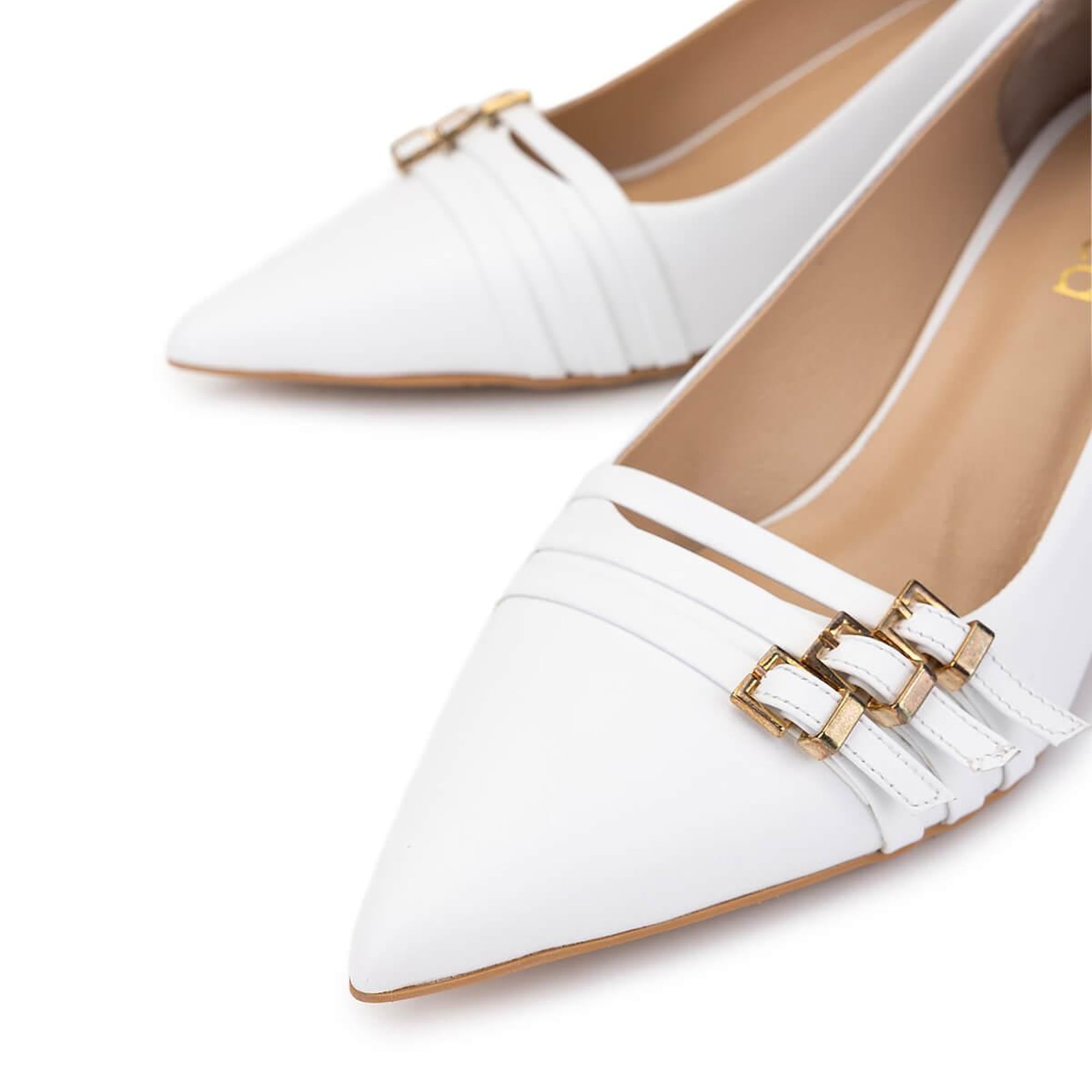 Tamer Tanca Kadın Hakiki Deri Kırık Beyaz Topuklu Ayakkabı