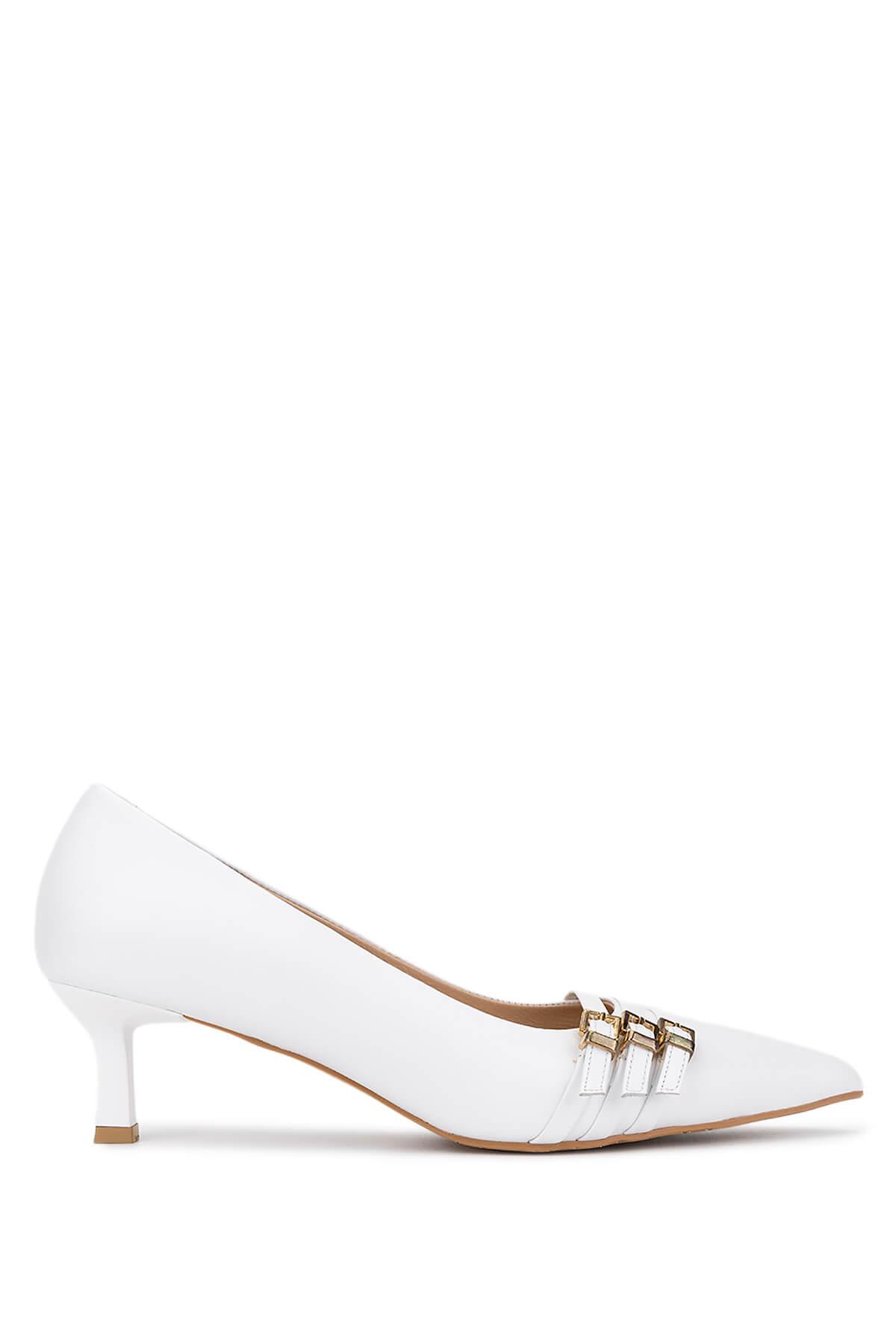  Tamer Tanca Kadın Hakiki Deri Kırık Beyaz Topuklu Ayakkabı