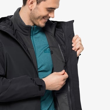  Jack Wolfskin Taubenberg 3in1 Erkek Siyah Su Geçirmez Mont