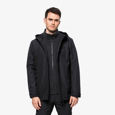  Jack Wolfskin Taubenberg 3in1 Erkek Siyah Su Geçirmez Mont