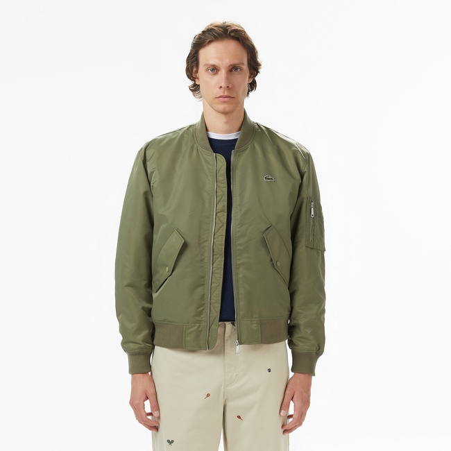  Lacoste Erkek Hakim Yaka Haki Bomber Ceket