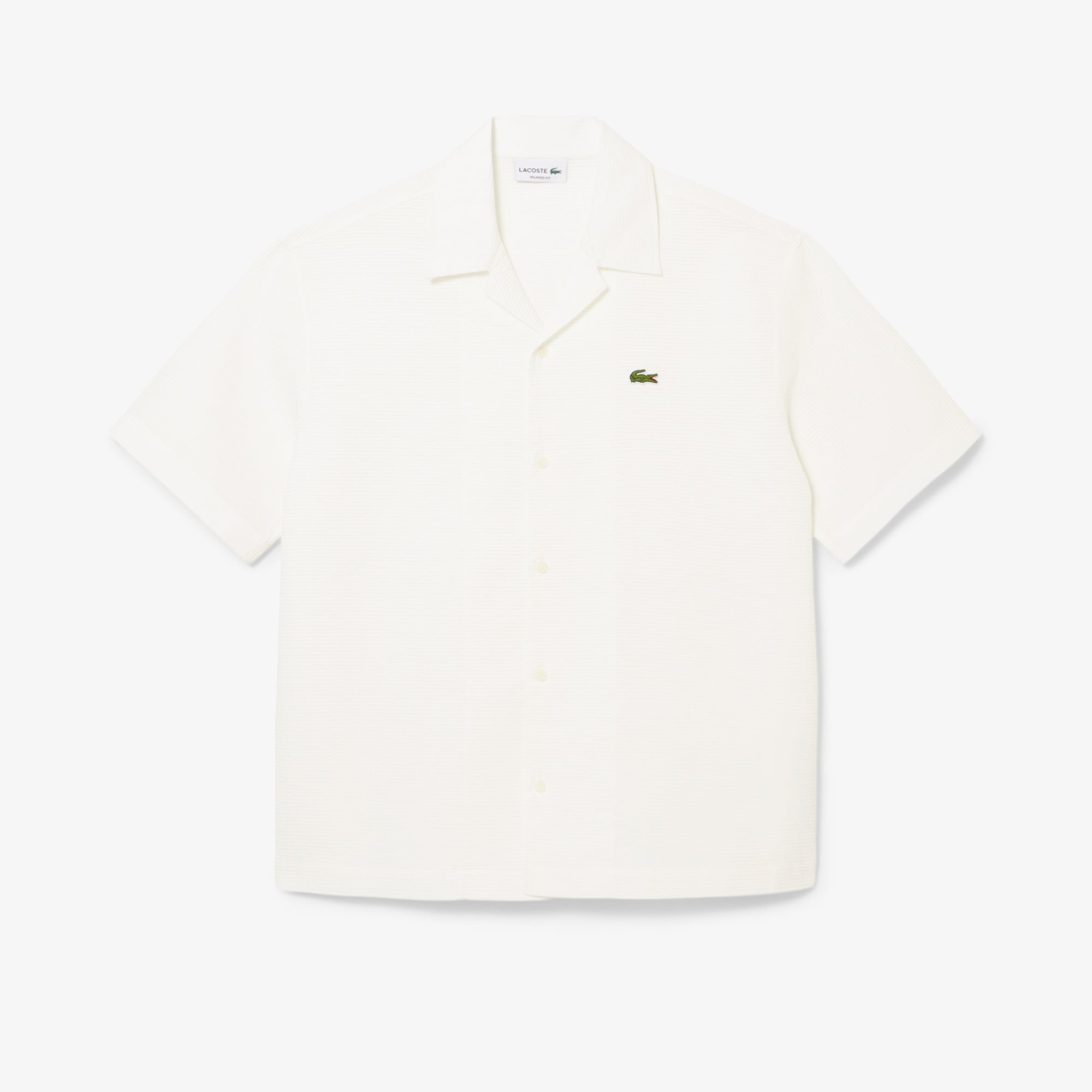 Lacoste Relaxed Fit Erkek Beyaz Kısa Kollu Gömlek