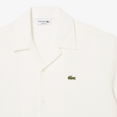  Lacoste Relaxed Fit Erkek Beyaz Kısa Kollu Gömlek