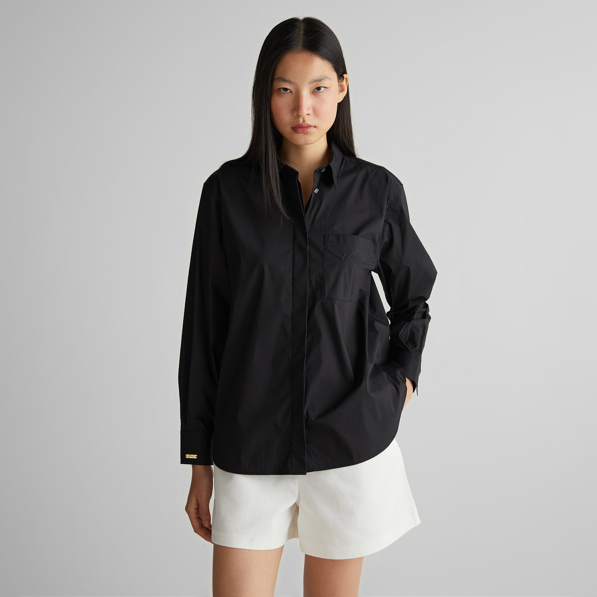  GANT Kadın Siyah Klasik Yaka Gömlek