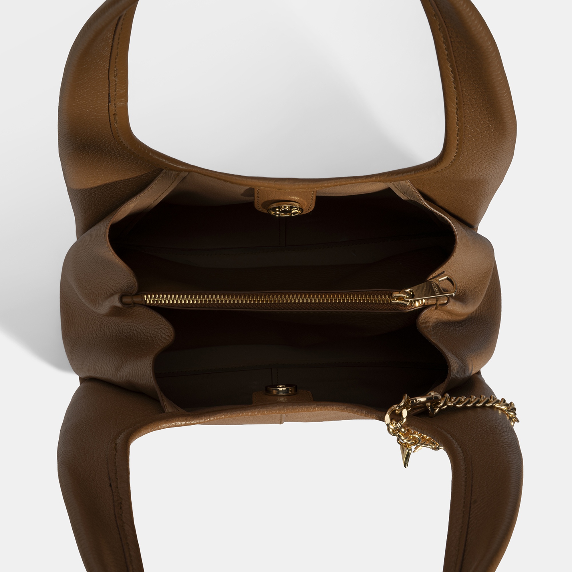 Kadın Taba Charm Aksesuarlı Deri Omuz Çantası