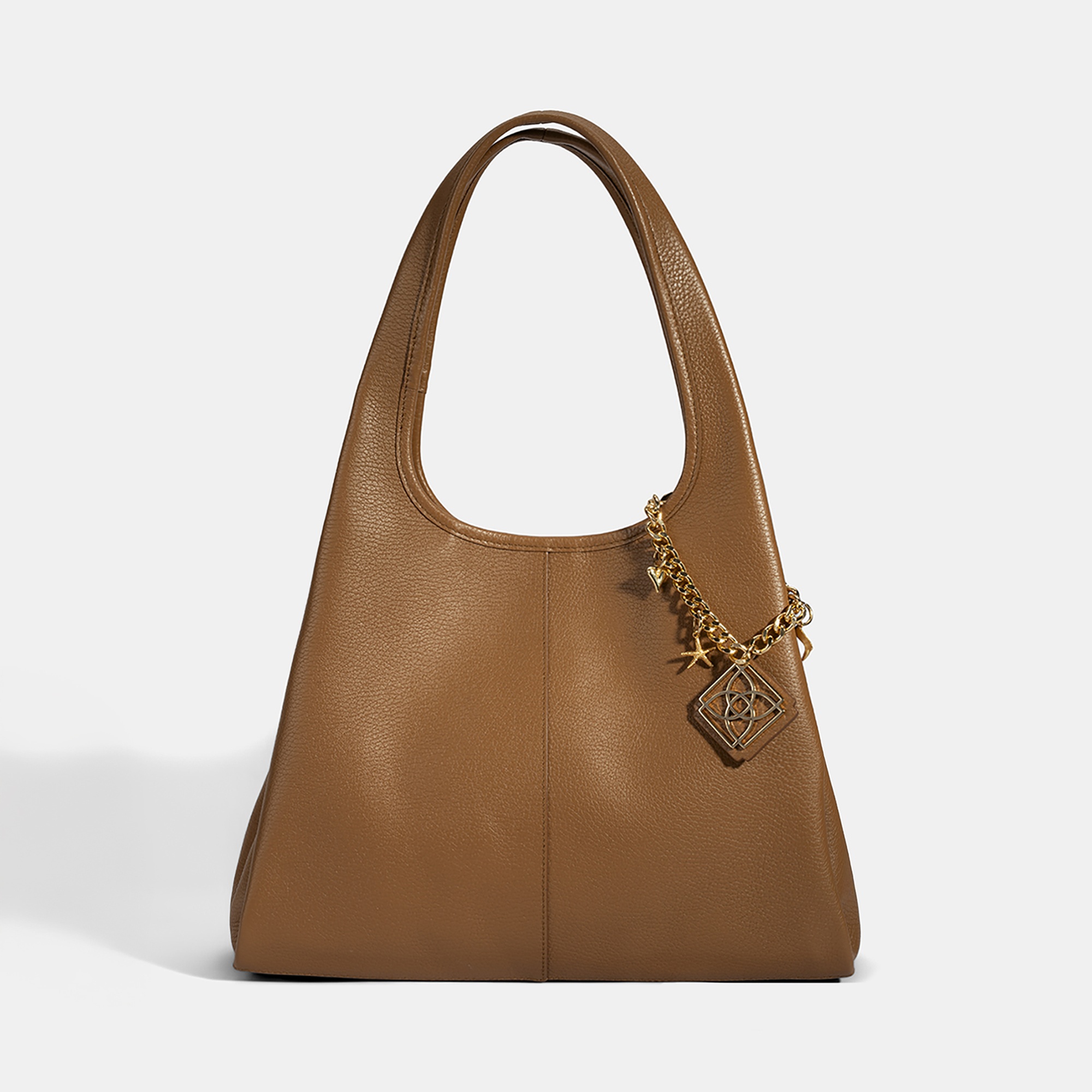 Kadın Taba Charm Aksesuarlı Deri Omuz Çantası