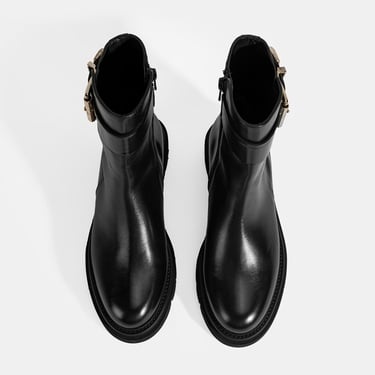  Luca Grossi Kadın Siyah Metal Tokalı Deri Bot