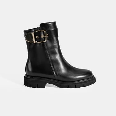  Luca Grossi Kadın Siyah Metal Tokalı Deri Bot