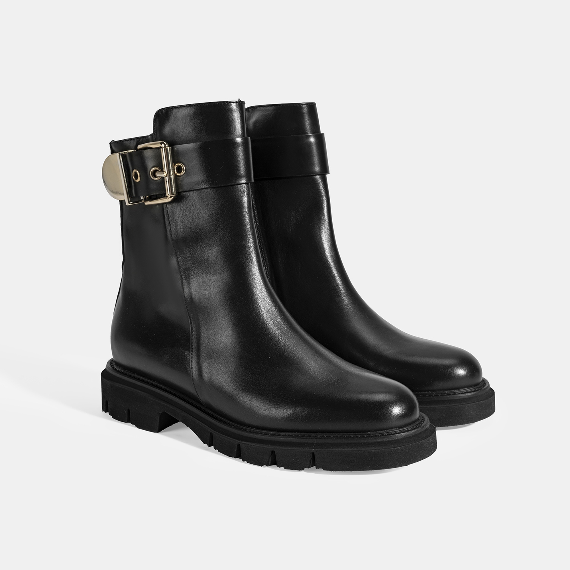 Luca Grossi Kadın Siyah Metal Tokalı Deri Bot